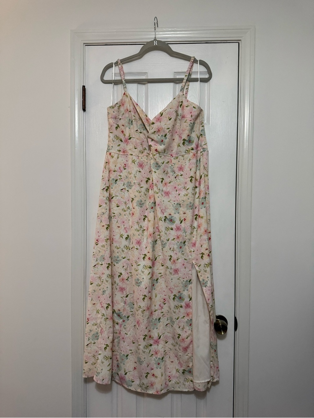 Abercrombie Floral Pink Slip Dress with Side Slit